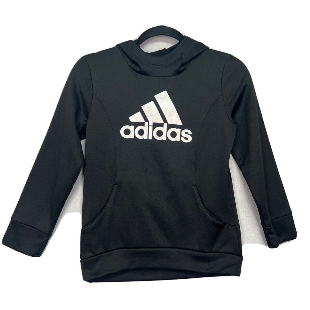 Adidas Black Hooded Sweatshirt Kids, Youth ~Size Small 7/8